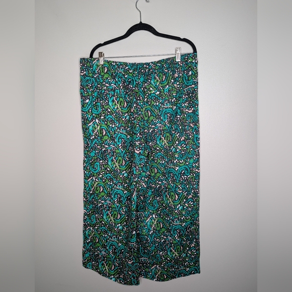 Foil Linen Wide Leg Green Trousers sz L NWT - Picture 5 of 10